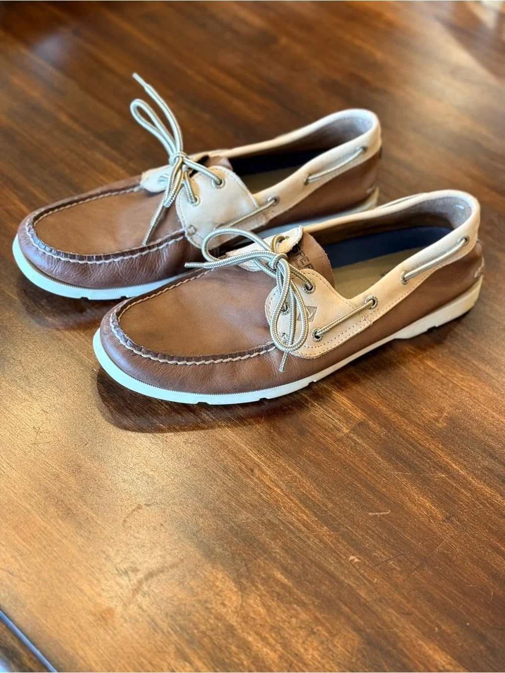 Sperry Men's Two-Tone Brown Leather Boat Shoes Top Sider
